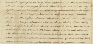 Portion of deed showing the names of enslaved people